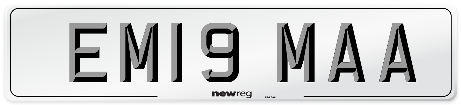 EM19 MAA Number Plate from New Reg